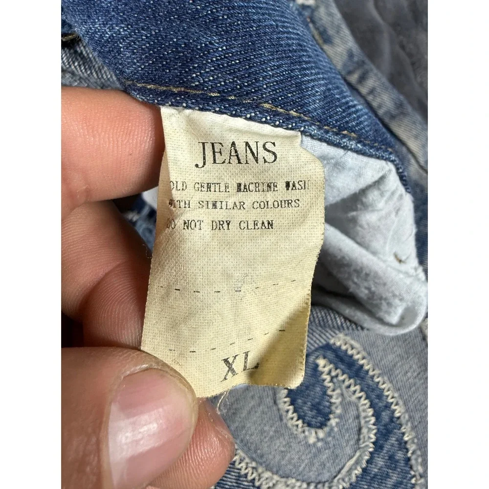 Choize Club XL Jeans Denim‎ Blue Flame Design Distressed Hem Elastic Waist - Picture 5 of 14